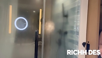 Big Breasted Teen Has A Secret Shower Scene With Damion Dayski In A Hotel Room.